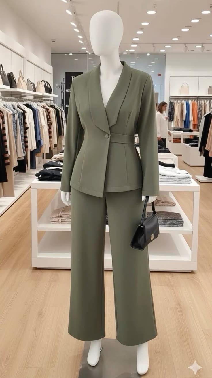 Tailleur Palazzo Vert Sauge